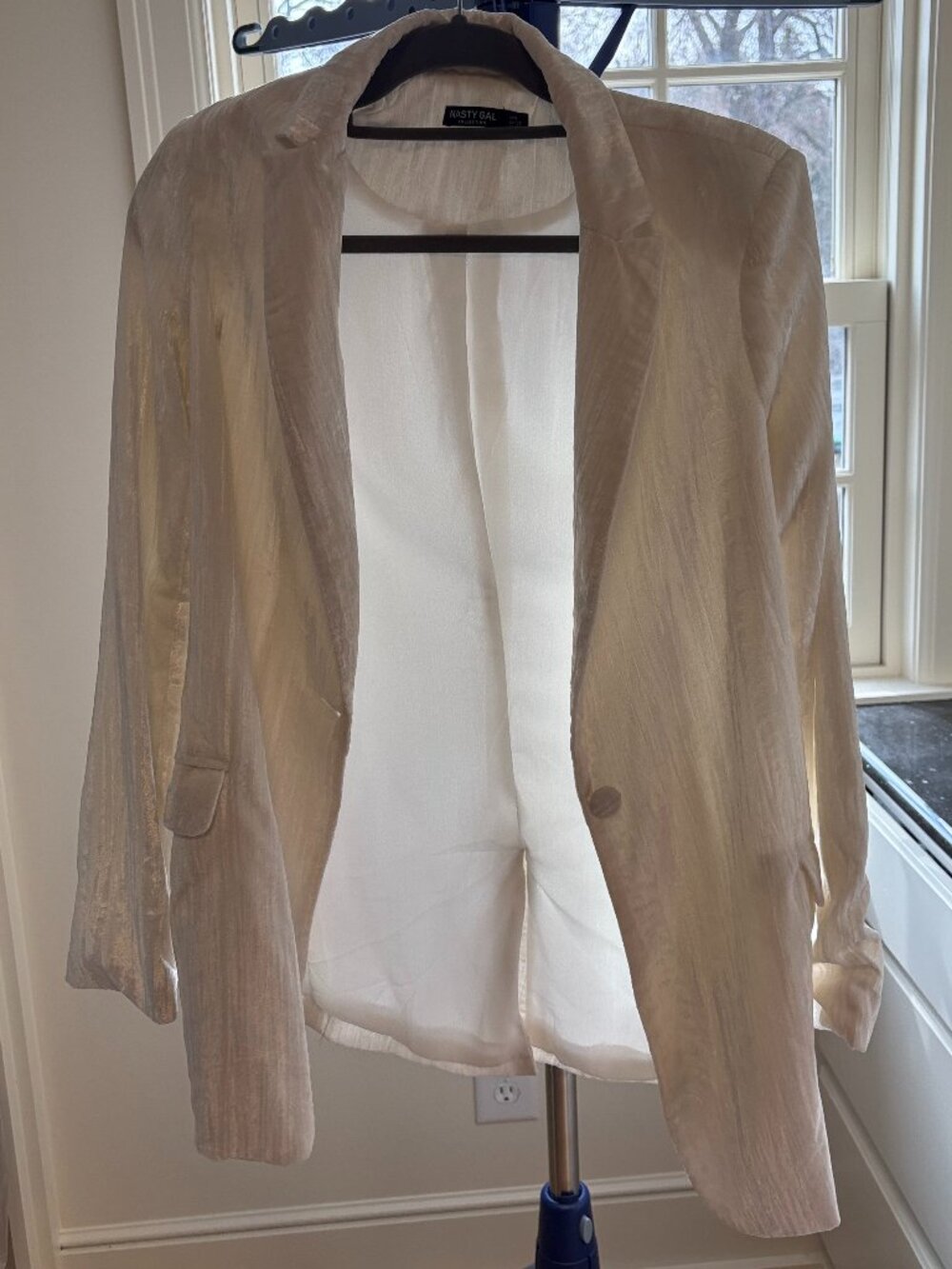 Nasty Gal Crushed Velvet Longline Blazer | Size: 6